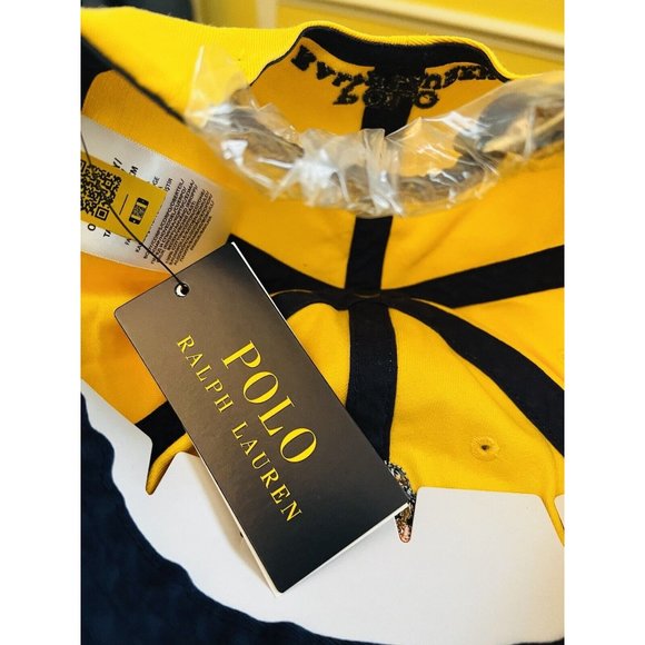 Polo Ralph Lauren Embroidered BIG Polo Bear Chino Cap Hat Yellow - New With Tags - Picture 14 of 16